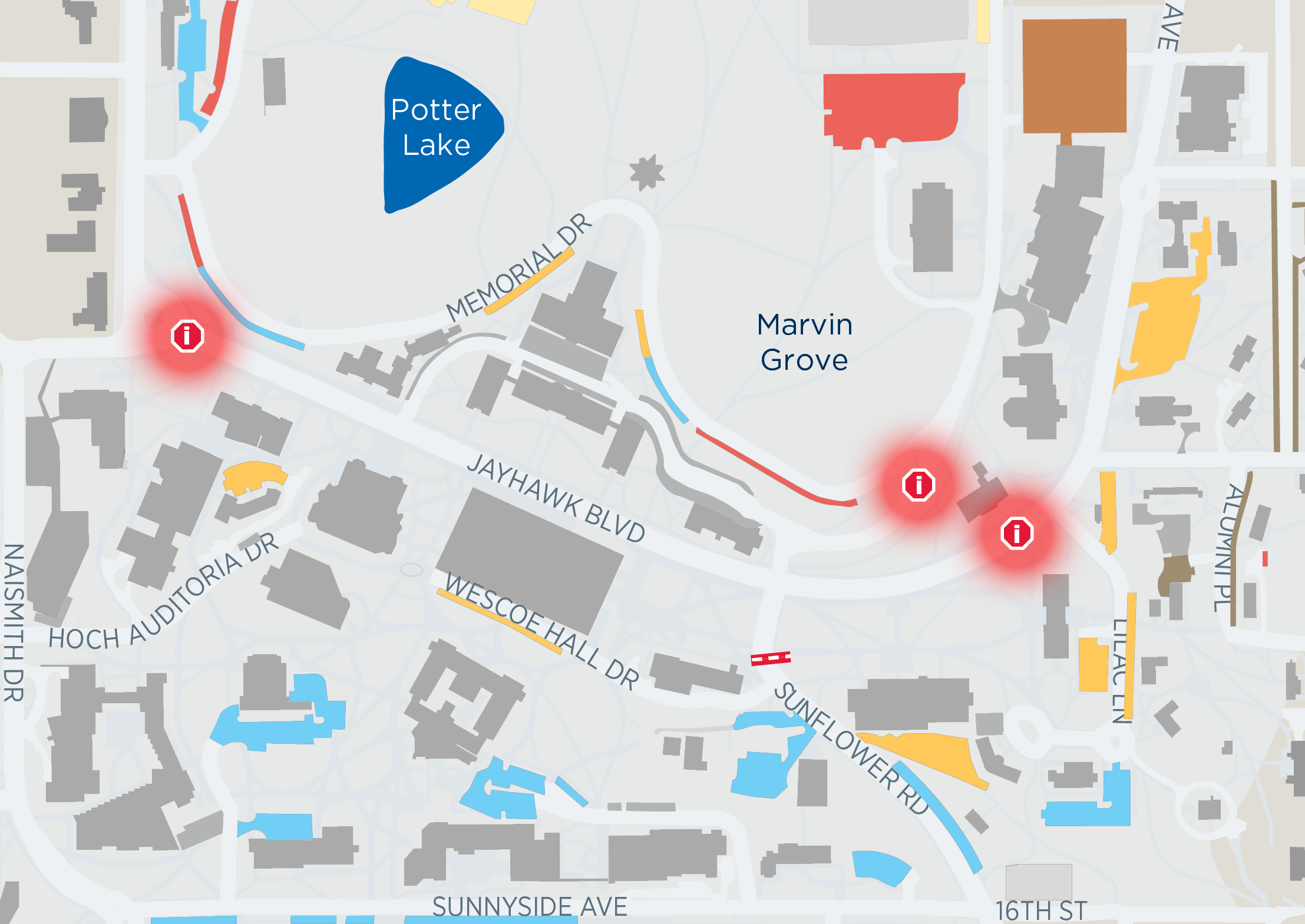 Information booths on Jayhawk Boulevard