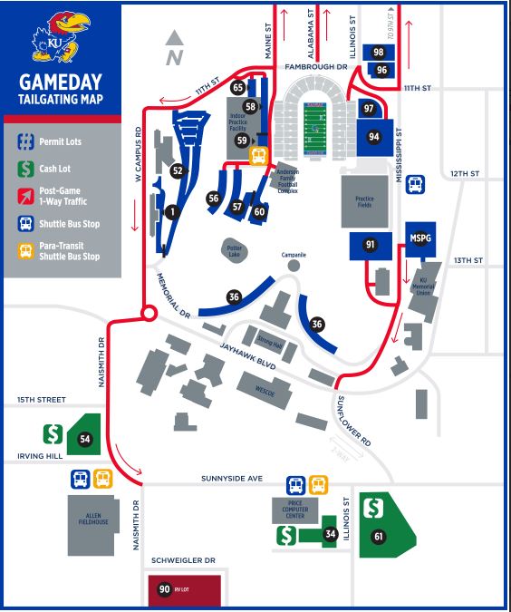 Football game day parking map